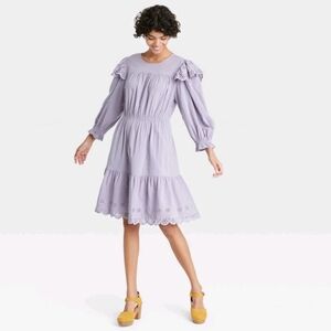 Universal Thread Women's Ruffle Long Sleeve Ruffle Midi Dress in lilac